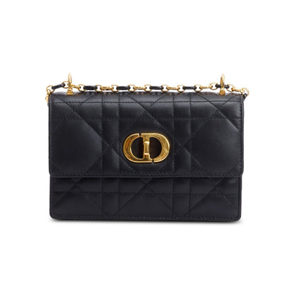 Christian Dior 2023 Black Macrocannage Lambskin Leather Mini Miss Caro Bag
