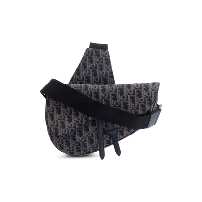 Christian Dior Black Oblique Jacquard Saddle Bag