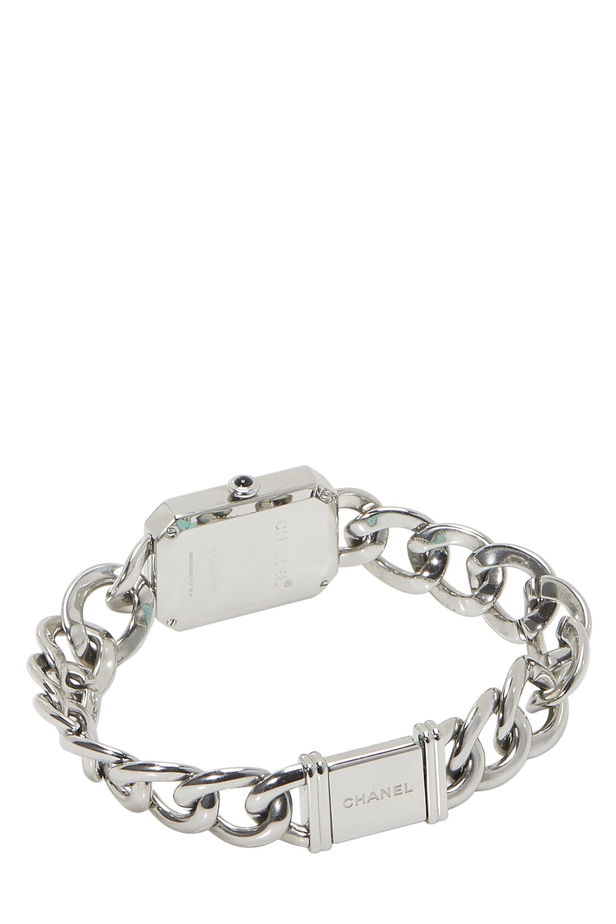 Chanel,  Black & Silver Premiere Gourmette Watch, Silver