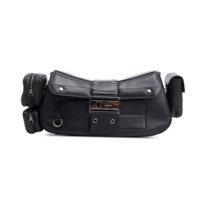 Christian Dior Black Leather Street Chic Columbus Cargo Shoulder Bag