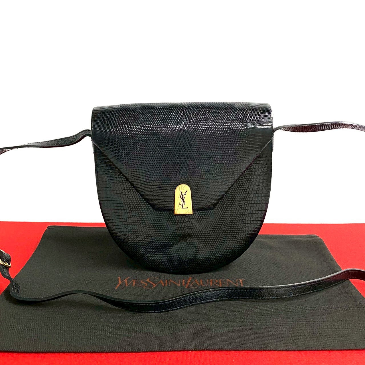 Yves Saint Laurent YSL Lizard Leather Shoulder Bag