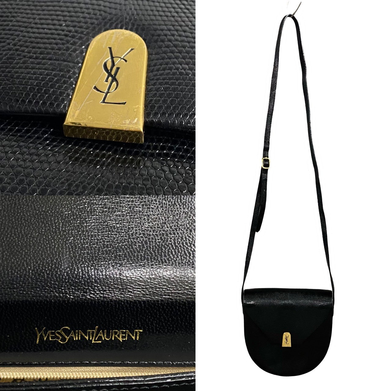 Yves Saint Laurent YSL Lizard Leather Shoulder Bag