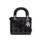 Christian Dior 2020 Black Strass Cannage Satin Mini Lady Dior Bag