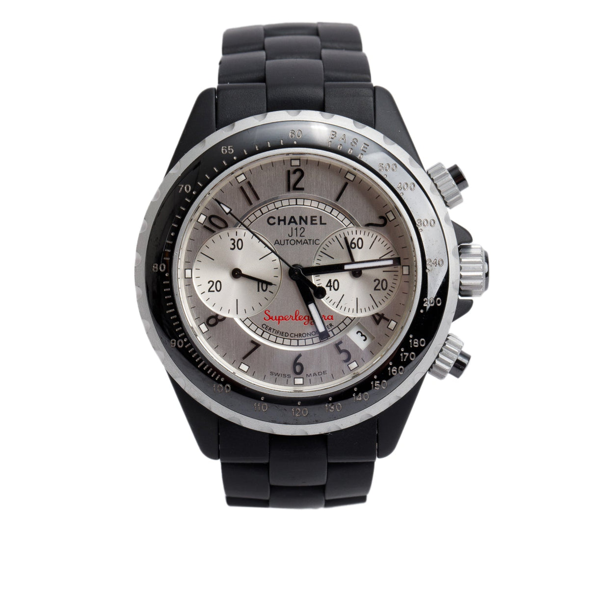 Chanel Titanium & Black Ceramic J12 41 MM Automatic Chronograph Watch w/ Box & Papers
