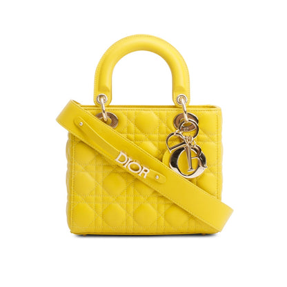 Christian Dior Yellow Cannage Lambskin Leather Small Lady Dior My ABCDior Bag