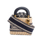 Christian Dior 2022 Wicker Navy Oblique Mini Lady Dior Bag
