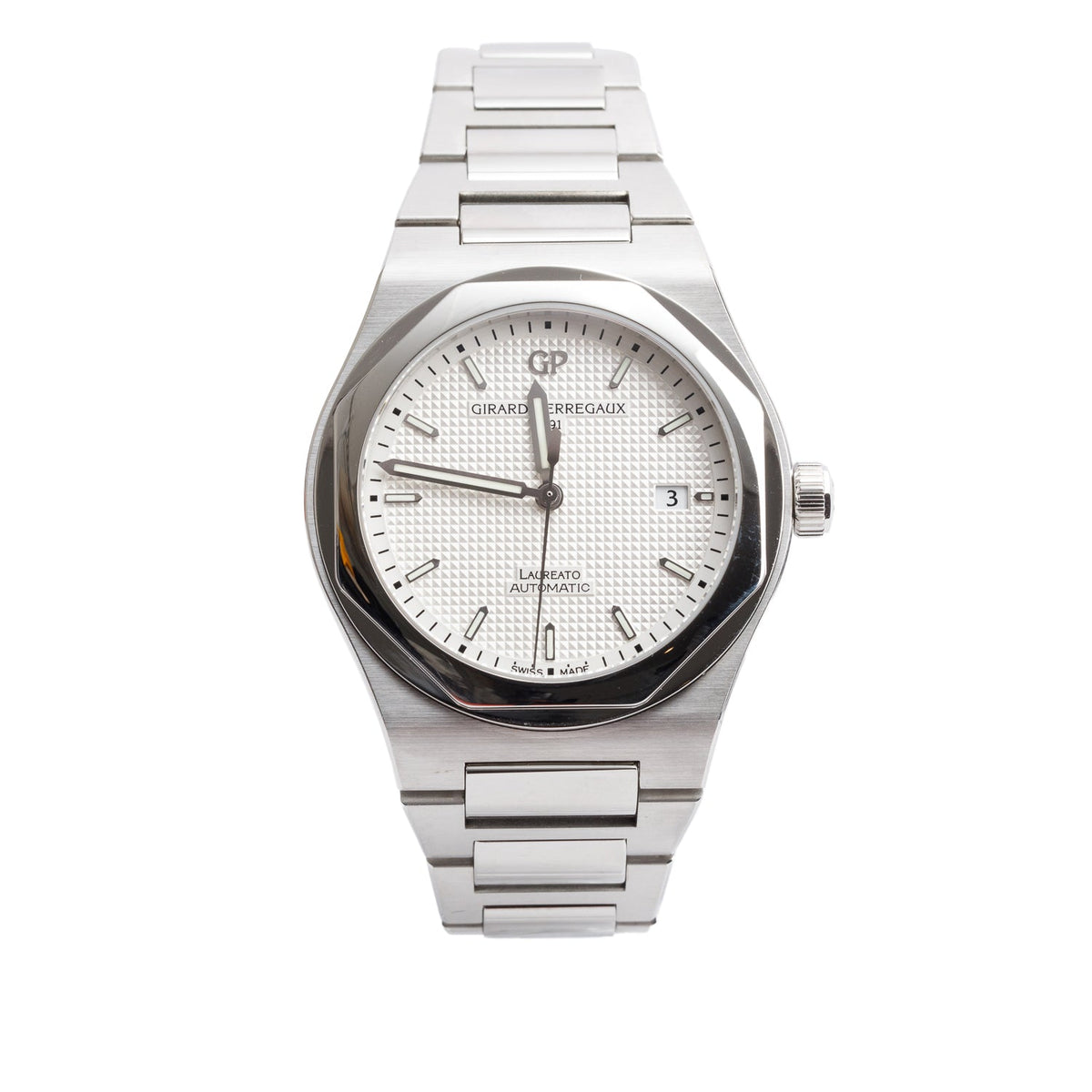 Girard Perregaux Limited Edition 225th Anniversary Stainless Steel Laureato 41 MM Automatic Watch Silver Dial 81000 w/ Box & Papers