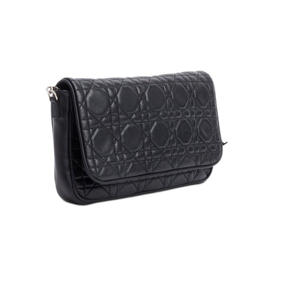 Christian Dior Black Cannage Lambskin Leather Wallet on Chain