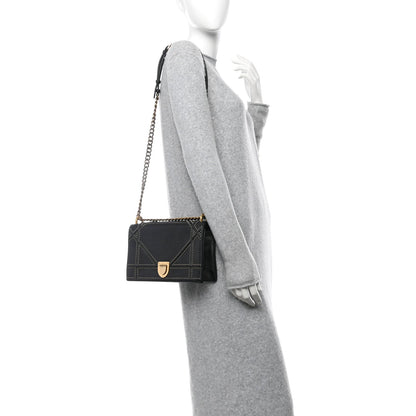 Christian Dior Lambskin Studded Medium Diorama Flap Bag Black