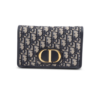 Christian Dior 2021 Navy Oblique 30 Montaigne 2-In-1 Pouch Bag