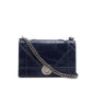 Christian Dior Navy Crinkled Cannage Leather Crystal Embellished Medium Diorama Flap Bag