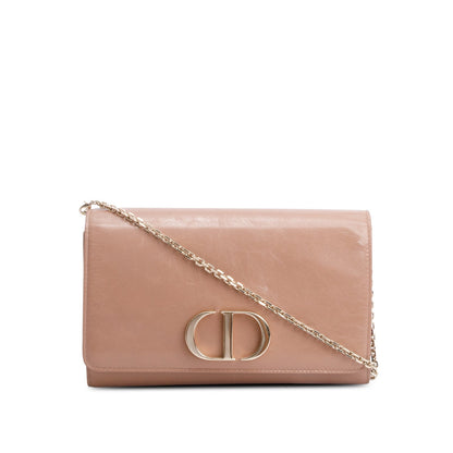 Christian Dior Beige Crinkled Leather 30 Montaigne Wallet on Chain