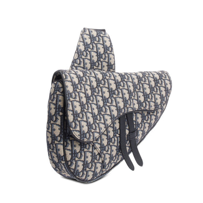 Christian Dior 2022 Navy Oblique Canvas Jacquard Saddle Bag