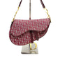 Dior Saddle Medium Red Burgundy Monogram Oblique Shoulder Bag 2002