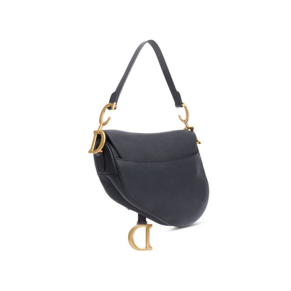 Christian Dior 2020 Black Grained Calfskin Saddle Bag