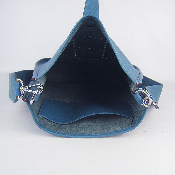 Luxury Hermes Evelyne I Handbag Blue Silver