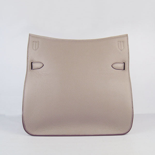 Luxury Hermes Leather Shoulder Bag Grey Golden