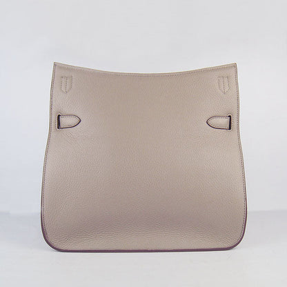 Luxury Hermes Leather Shoulder Bag Grey Golden