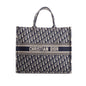 Christian Dior Ecru and Blue Dior Oblique Embroidery Large Book Tote