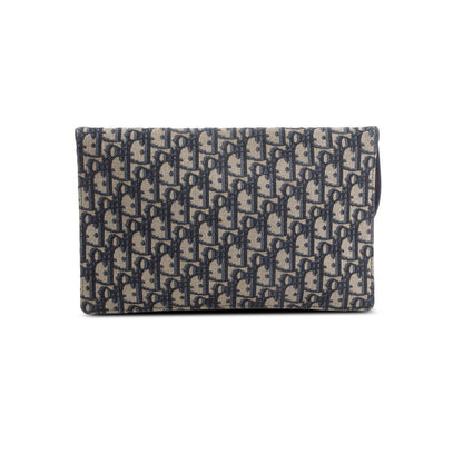 Christian Dior 2024 Blue Oblique Jacquard Canvas Saddle Pouch