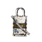 Christian Dior 2022 Cream Canvas Embroidered Pixel Zodiac Mini Book Tote Phone Bag