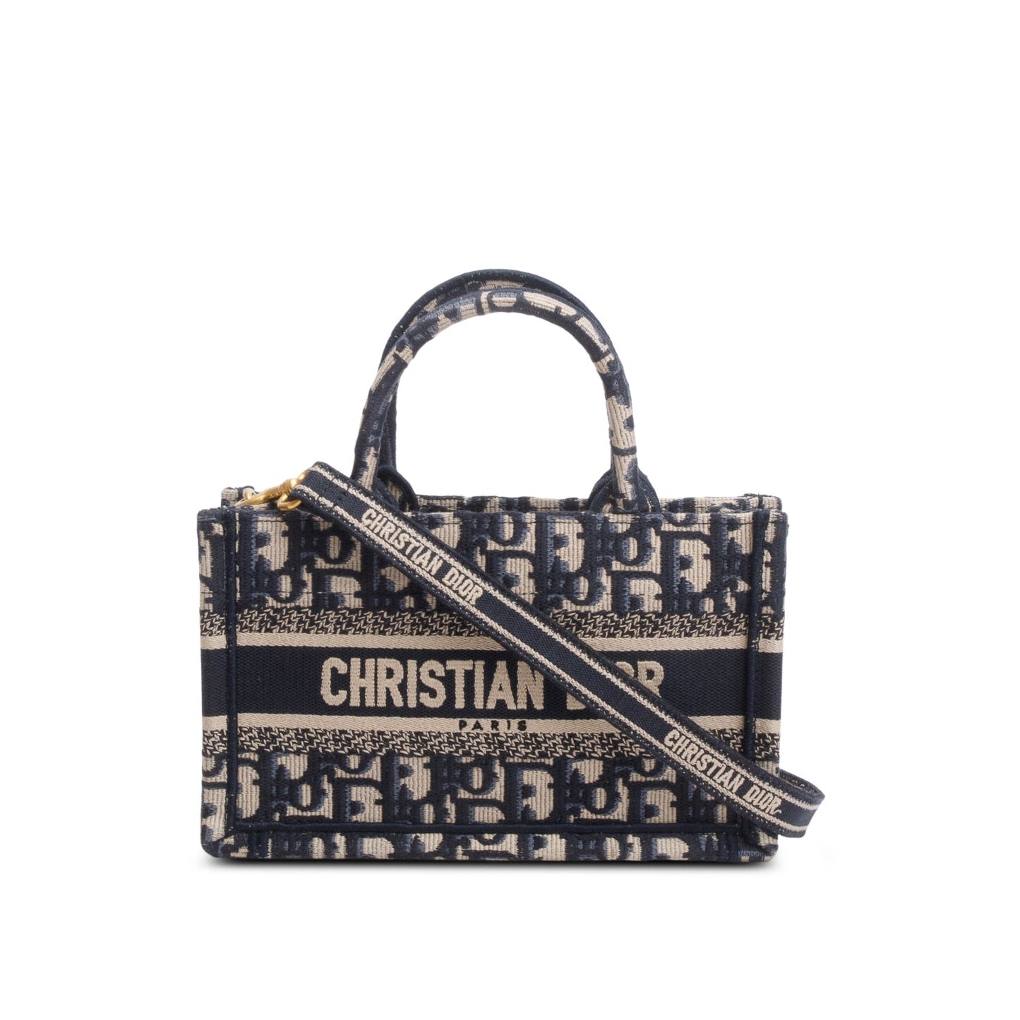 Christian Dior 2024 Blue Oblique Embroidered Mini Book Tote
