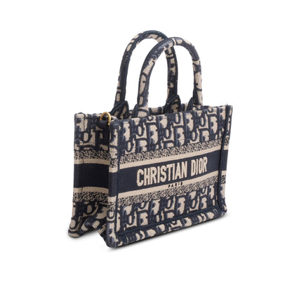 Christian Dior 2024 Blue Oblique Embroidered Mini Book Tote