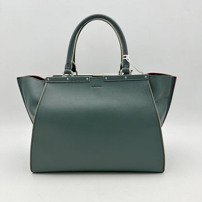 FENDI Vitello Dolce Marmol Shiny Nappa Petite 3Jours Tote Verde Prato LA16828
