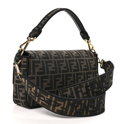 Fendi Fabric Jacquard FF 1974 Medium Baguette Tobacco Moro Black