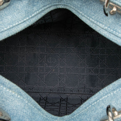 Blue Dior Medium Denim Cannage Acrylic Handles Lady Dior Satchel