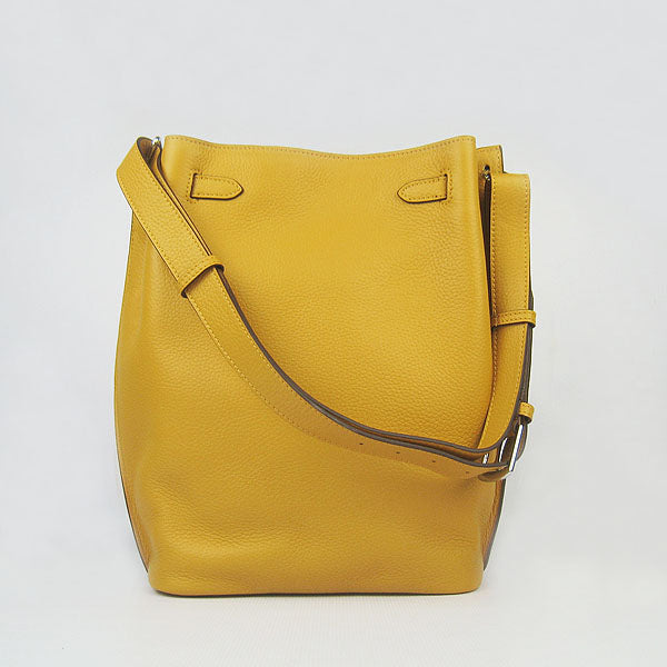 Luxury Hermes Nappa Leather Shoulder Bag Yellow Silver