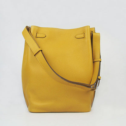 Luxury Hermes Nappa Leather Shoulder Bag Yellow Silver