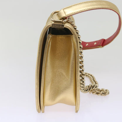 Chanel Boy Leather Gold Chain Shoulder Bag