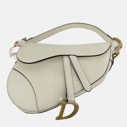 Dior Saddle Medium 2020 Grained Leather Handbag White