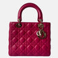 Lady Dior Medium Bag Fuchsia Cannage Lambskin Leather Gold-tone Hardware