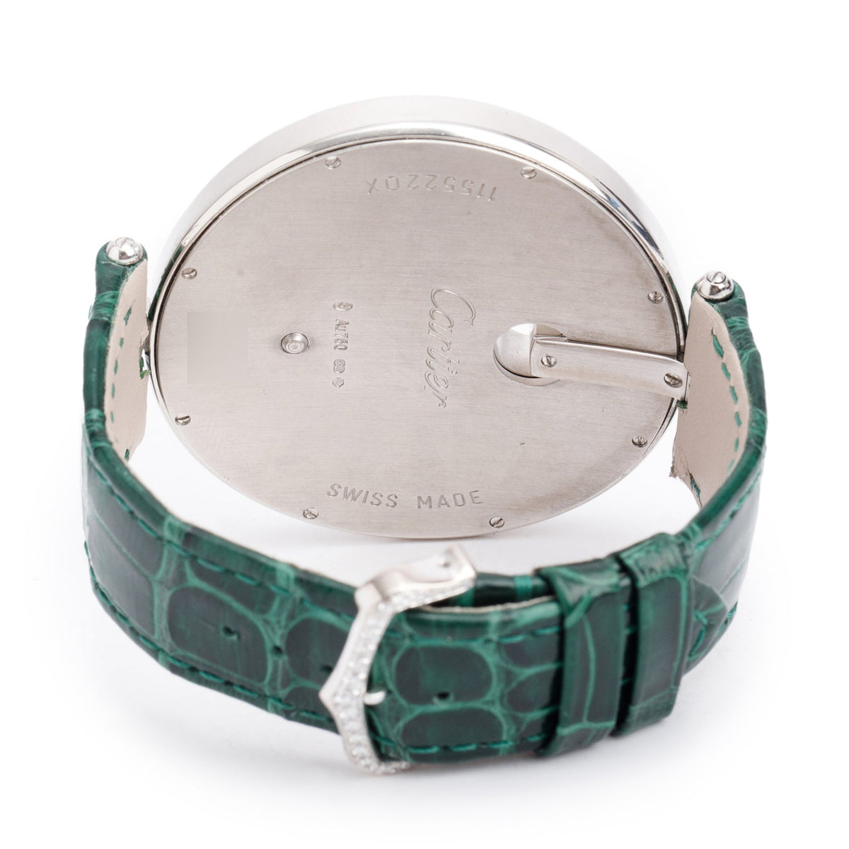 Cartier 18k White Gold Diamond Bezel Captive de Cartier 50 MM Watch Silver Diamond Dial 3245 w/ Box & Extra Strap