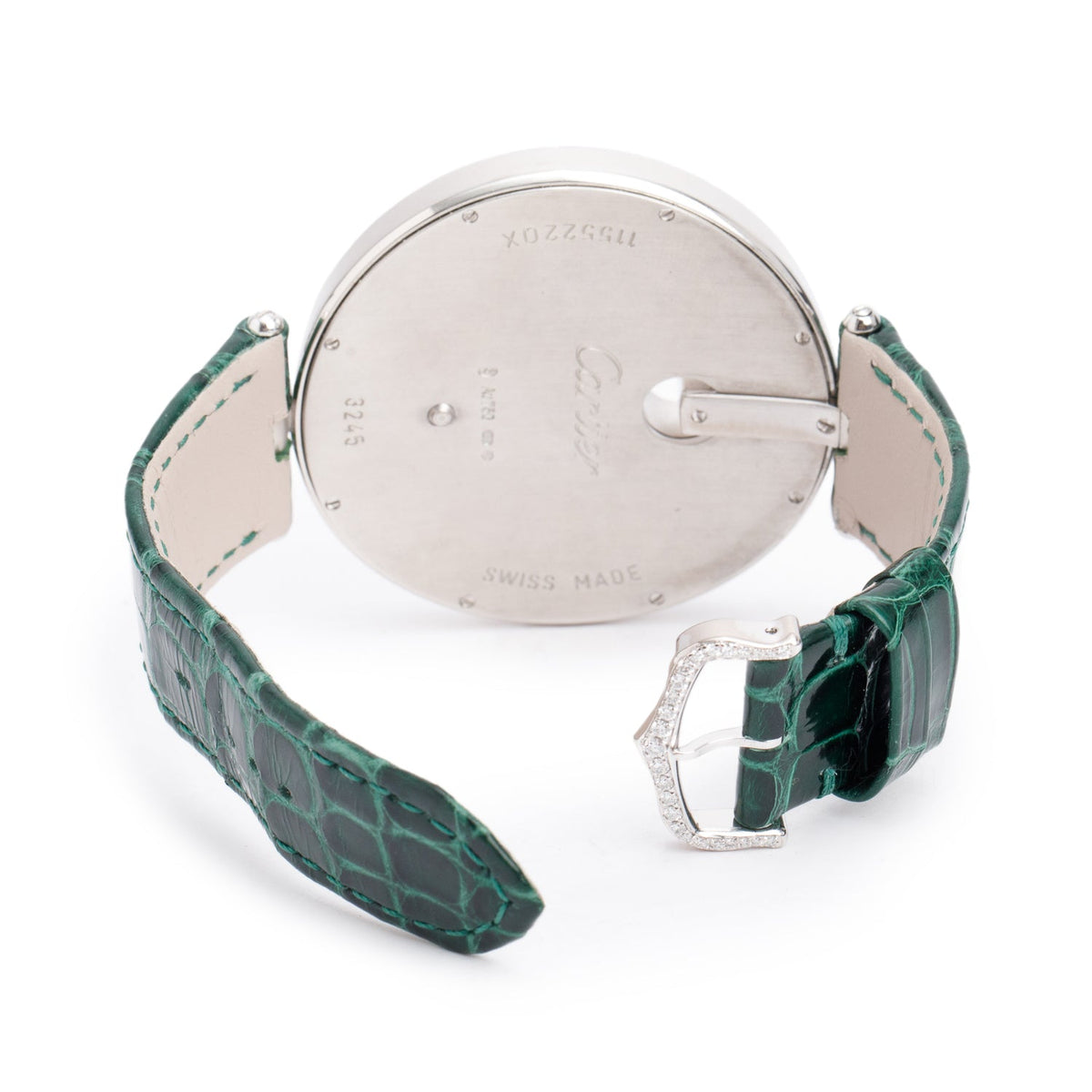 Cartier 18k White Gold Diamond Bezel Captive de Cartier 50 MM Watch Silver Diamond Dial 3245 w/ Box & Extra Strap
