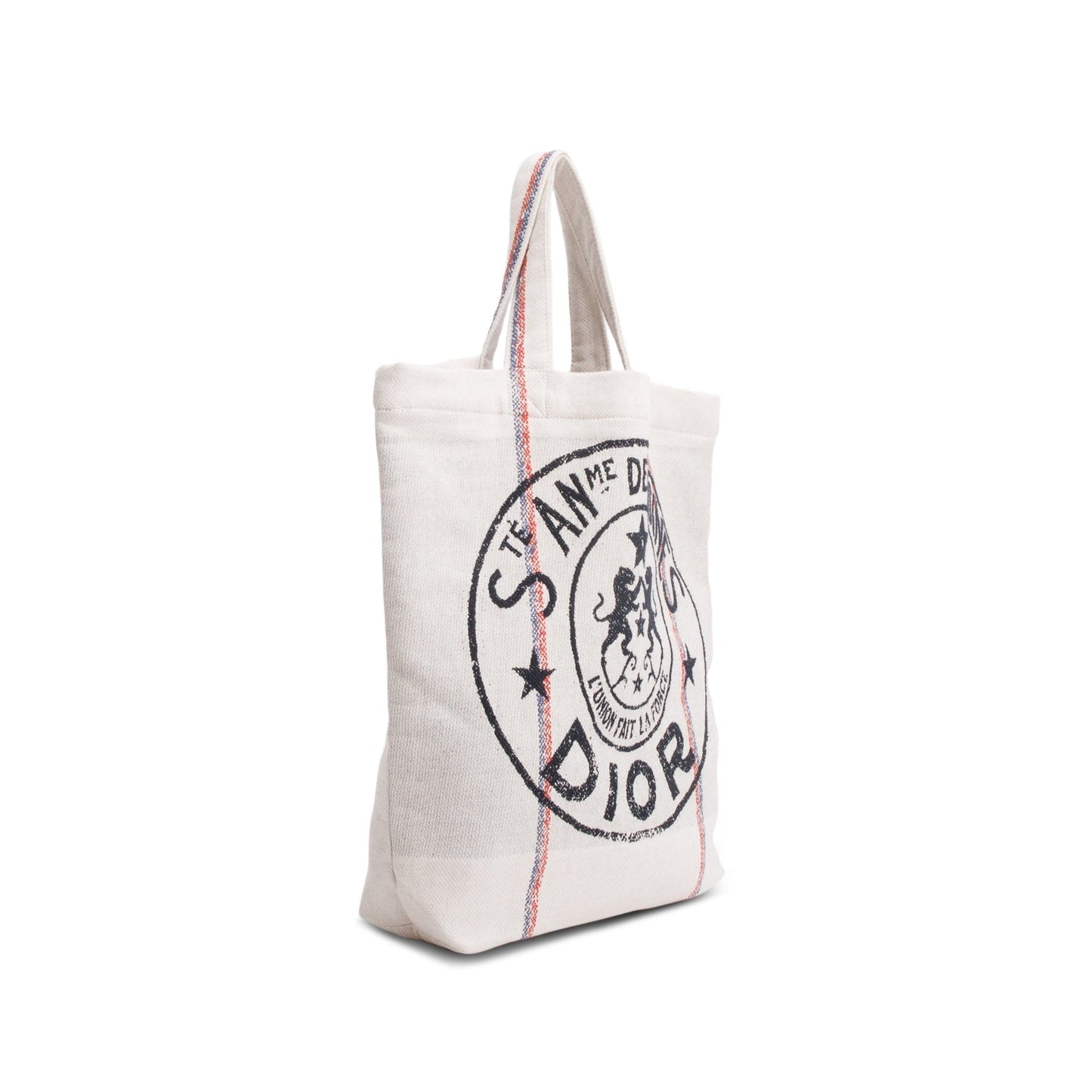 Christian Dior Beige Canvas 'L'union Fait La Force' Tote Bag