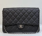 Chanel Black Quilted Caviar Leather Chain Flap Clutch Bag recolor (red to black )1799 holo
