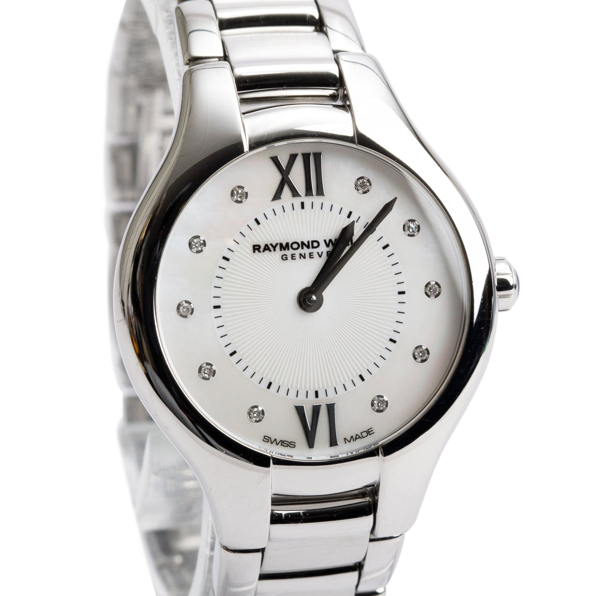 Raymond Weil Stainless Steel Noemia 27 MM Quartz Watch Mother of Pearl Diamond Dial 5127