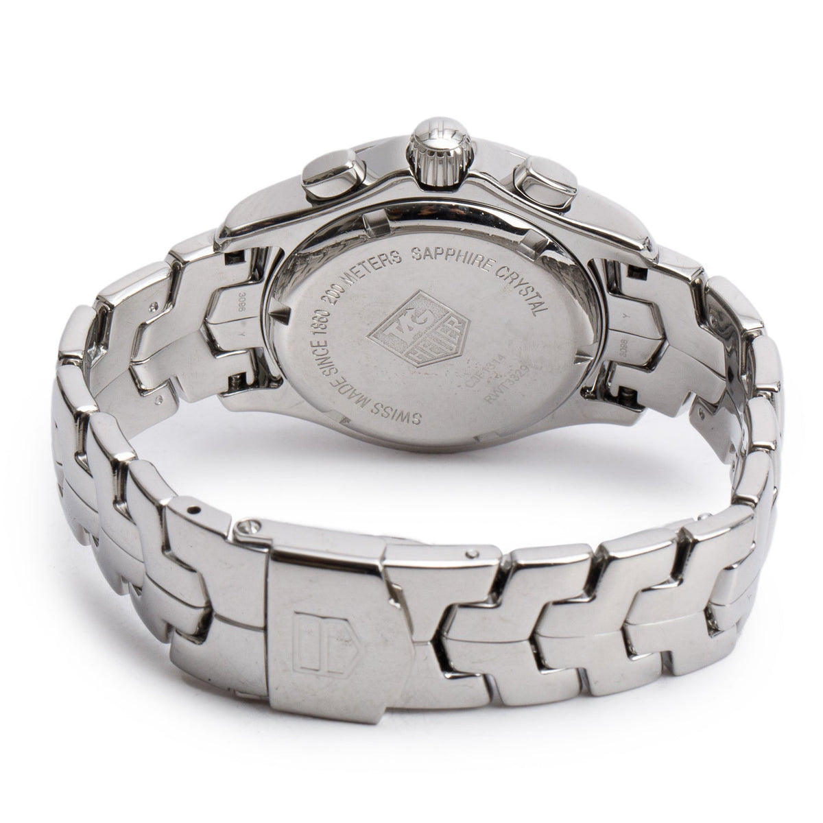 Tag Heuer Stainless Steel Link Diamond Bezel 33 MM Chronograph Quartz Watch Mother of Pearl Diamond Dial CJF1314 w/ Box & Papers