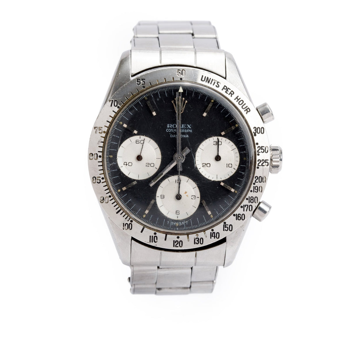 Rolex Vintage Stainless Steel Daytona Cosmograph 37 MM Chronograph Manual Winding Watch Black Dial 6239