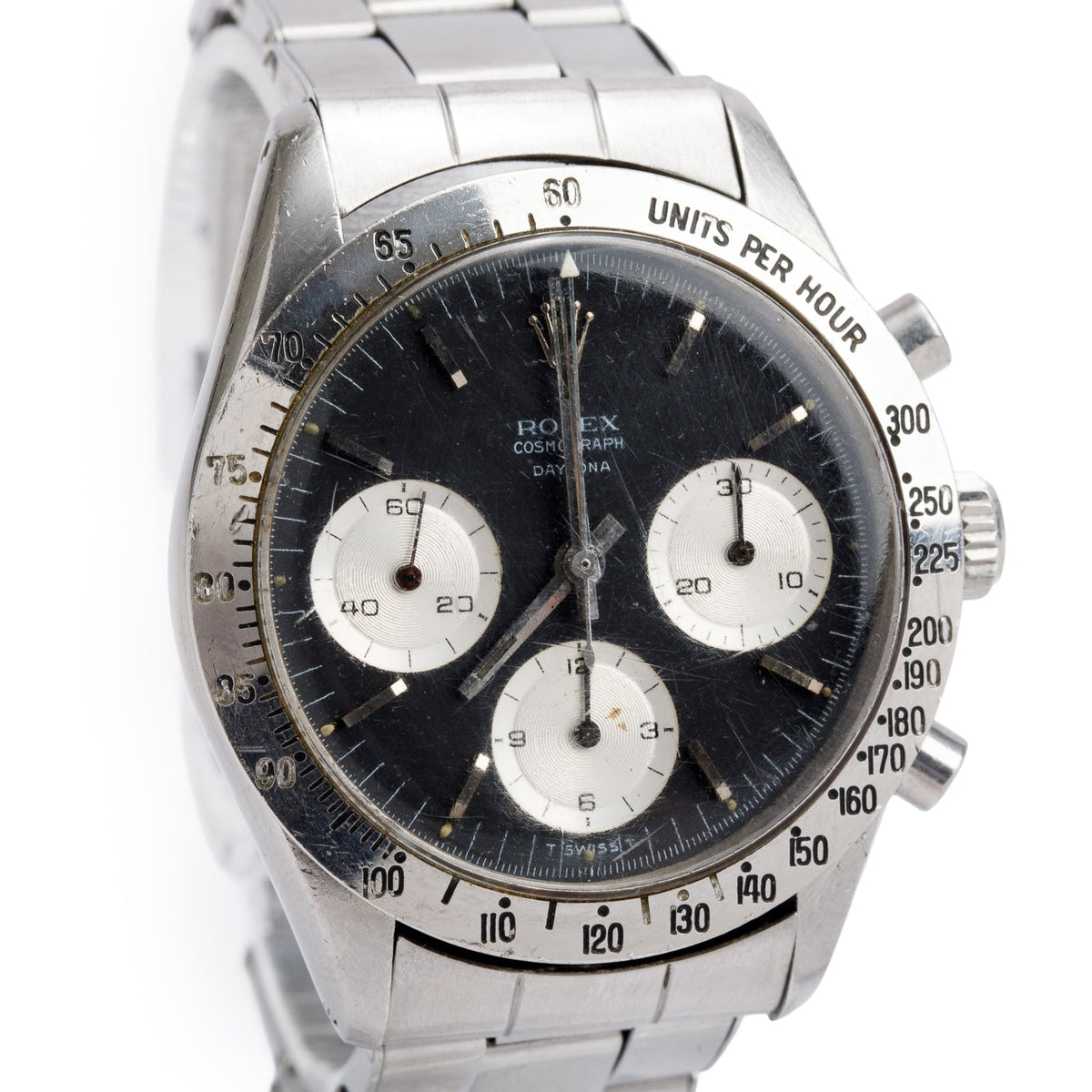 Rolex Vintage Stainless Steel Daytona Cosmograph 37 MM Chronograph Manual Winding Watch Black Dial 6239