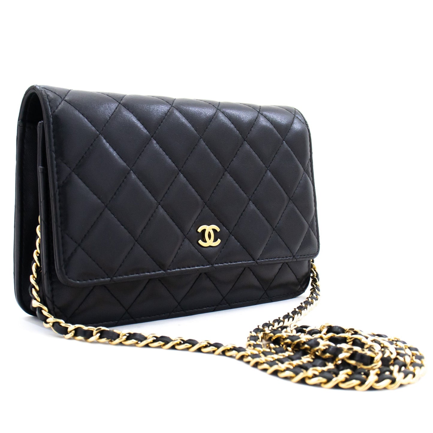 Chanel Black Classic Wallet On Chain WOC Shoulder Bag Crossbody