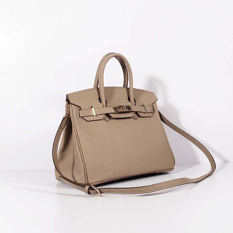 Luxury Hermes 30Cm Birkin Bag Togo Leather With Strap Grey Gold