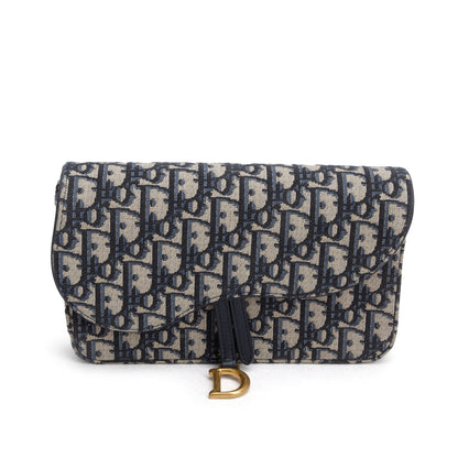 Christian Dior 2024 Oblique Jacquard Saddle Pouch with Chain