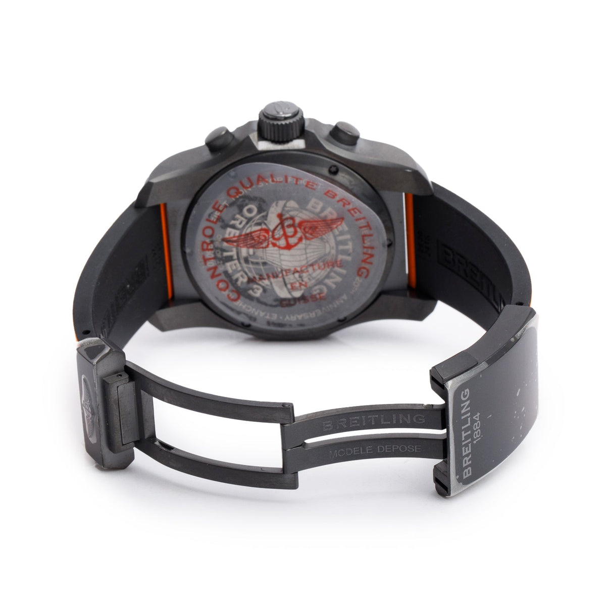 Breitling Limited Edition Black Titanium Cockpit B50 46 MM Chronograph Quartz Watch Orange Dial VB5010 w/ Box, Papers & Charger
