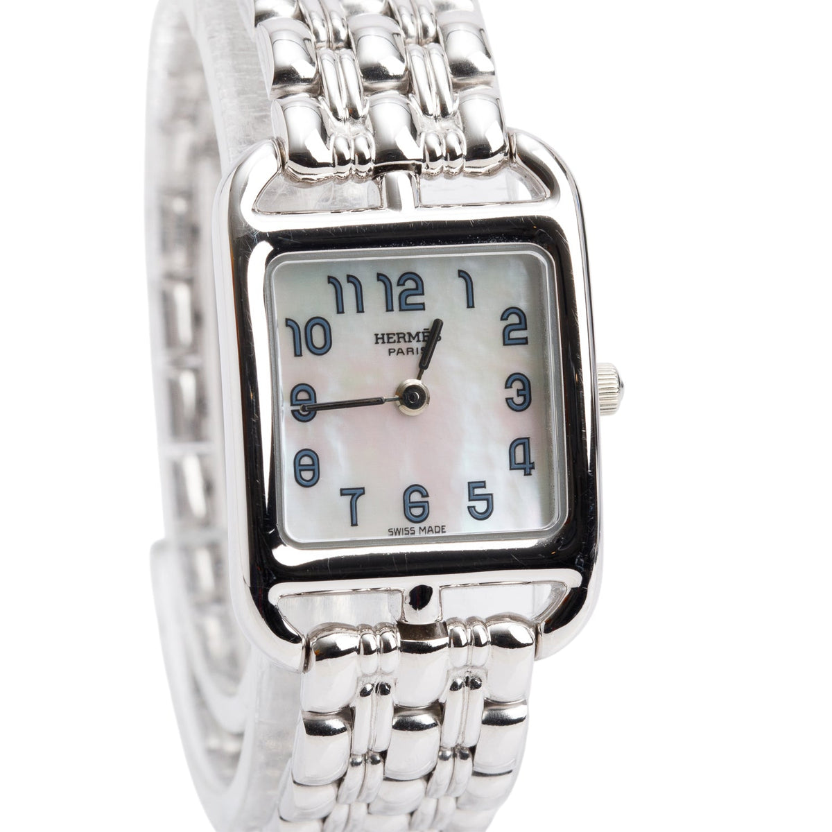 Hermes 18k White Gold Cape Cod Quartz Watch Mother of Pearl Dial, Mini Model