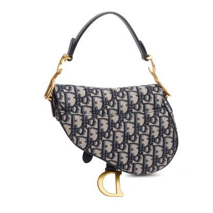 Christian Dior Blue Oblique Mini Saddle Bag