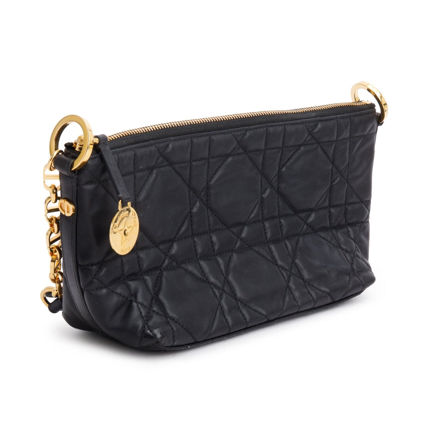 Christian Dior 2025 Black Macrocannage Lambskin Diorstar Hobo Bag